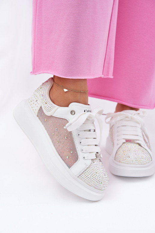 Dekoruoti sportbačiai su platforma GOE RR2N4003 balti