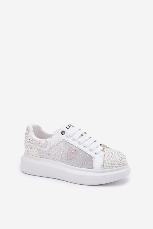 Dekoruoti sportbačiai su platforma GOE RR2N4003 balti