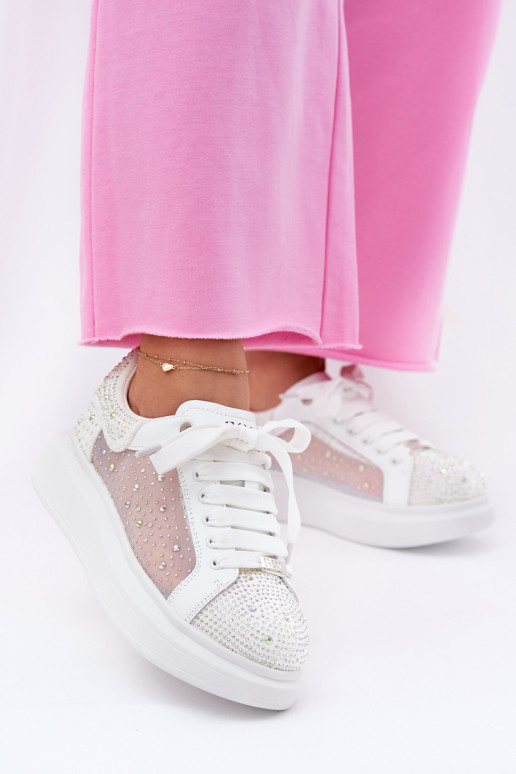 Dekoruoti sportbačiai su platforma GOE RR2N4003 balti