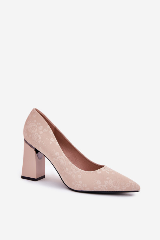 Elegantiški pompos ant kulno rožinės spalvos Vinceza 62223 smėlio spalvos