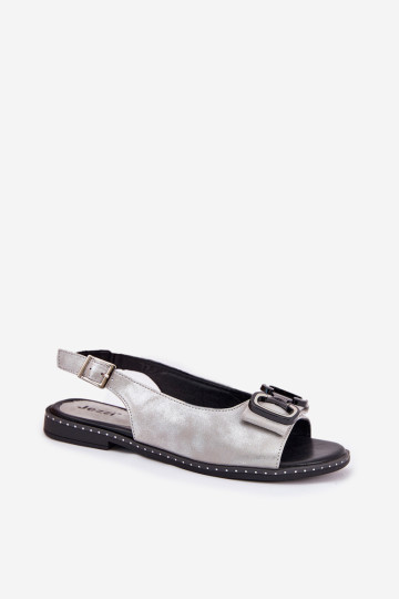 Plokšti sandalai su puošmena Eco Leather Silver Lilria 2