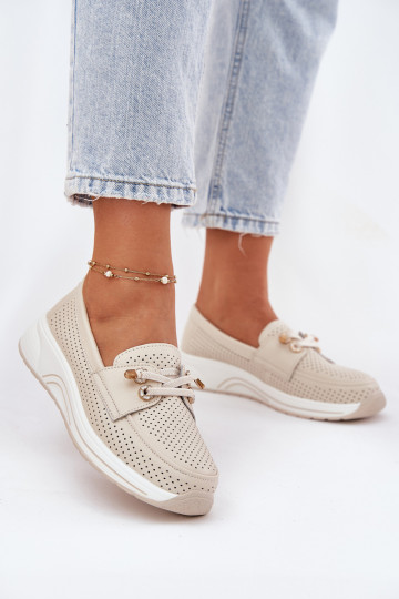 Odiniai žemi batai Natūrali oda ant platformos Artiker 56C2102 Beige