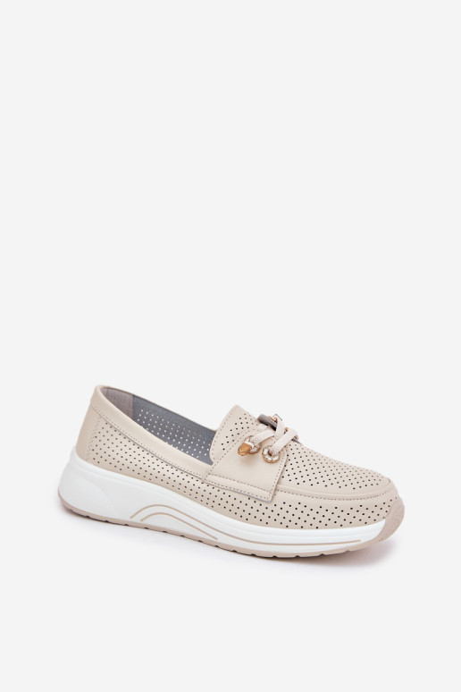 Odiniai žemi batai Natūrali oda ant platformos Artiker 56C2102 Beige