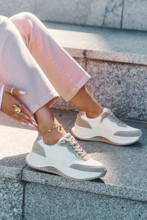 Zomšiniai moteriški sportbačiai ant platformos Big Star RR274A344 HI-POLY SYSTEM smėlio spalvos