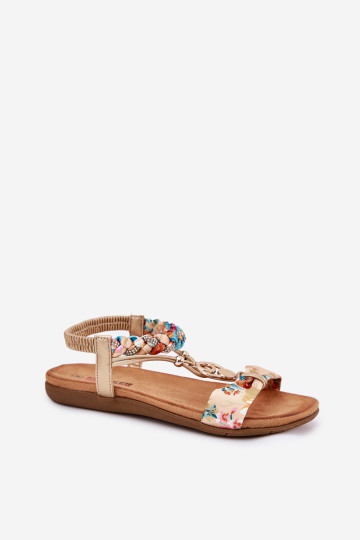 Moteriškos plokščios basutės su pintu dirželiu ir puošmena Artiker 56C1316 Gold 2