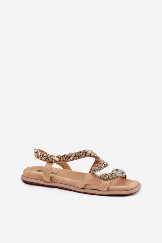 Moteriški basutės su gyvatės puošmena Eco Suede Artiker 56C1361 Beige