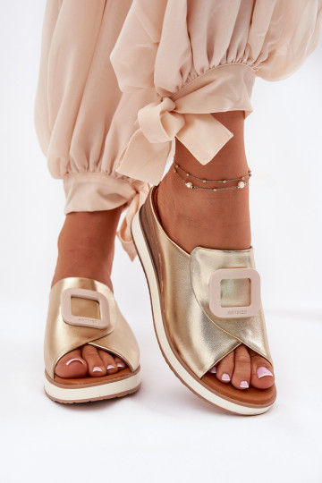 Moteriški odiniai pleištiniai sandalai Artiker 56C2146 auksiniai