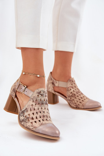 Moteriški odiniai ažūriniai batai Maciejka 04962-43 Beige-Gold