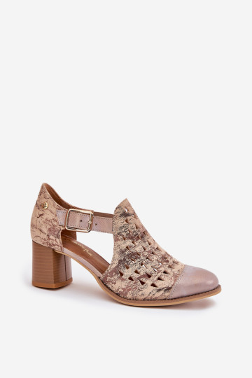 Moteriški odiniai ažūriniai batai Maciejka 04962-43 Beige-Gold 2
