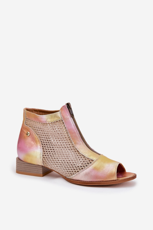 Maciejka 06413-15 Rožiniai oranžiniai moteriški odiniai batai atvirais pirštais