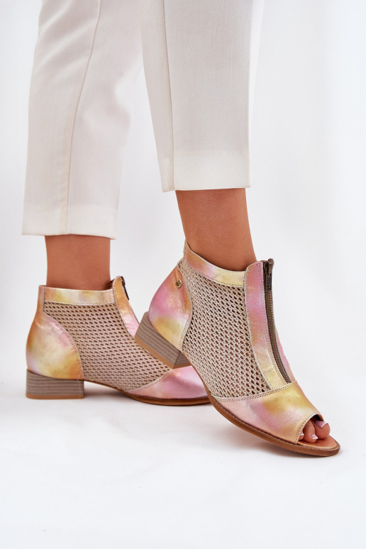 Maciejka 06413-15 Rožiniai oranžiniai moteriški odiniai batai atvirais pirštais