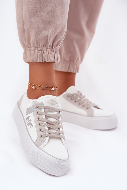 Moteriški sportbačiai ant platformos Lee Cooper LCW-25-31-3479L balta-pilka