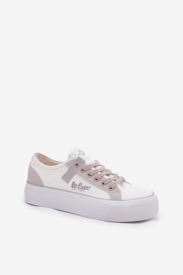 Moteriški sportbačiai ant platformos Lee Cooper LCW-25-31-3479L balta-pilka