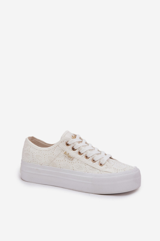 Lee Cooper LCW-25-31-3438L moteriški nėriniuoti sportbačiai balti