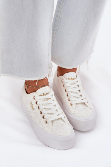 Lee Cooper LCW-25-31-3438L moteriški nėriniuoti sportbačiai balti