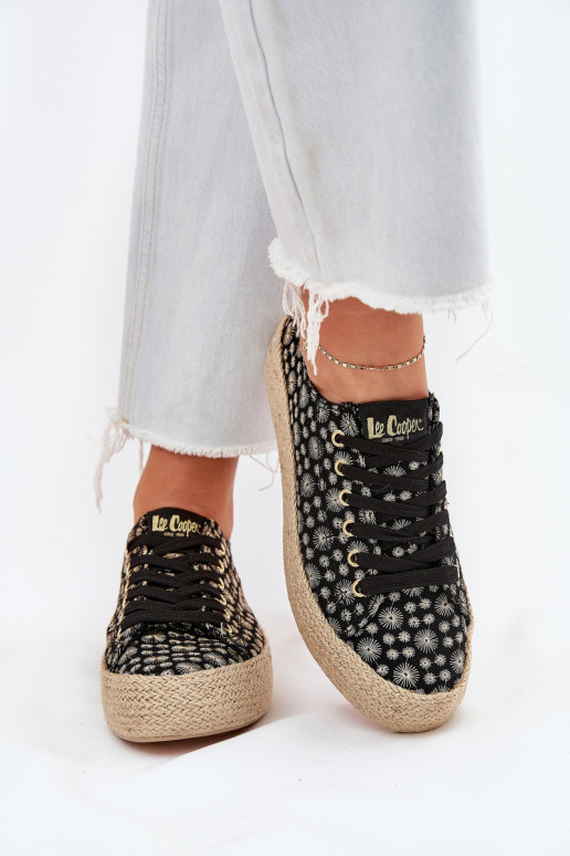 Raštuoti moteriški sportbačiai ant platformos su braid Lee Cooper LCW-25-08-3647L juodi