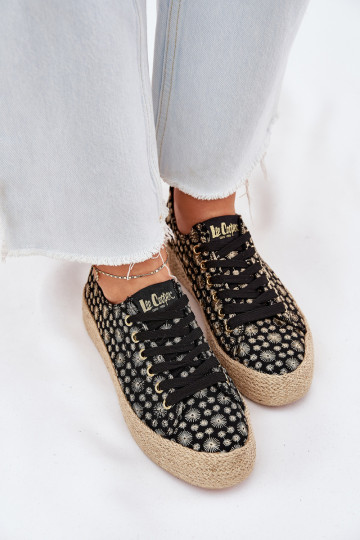 Raštuoti moteriški sportbačiai ant platformos su braid Lee Cooper LCW-25-08-3647L juodi