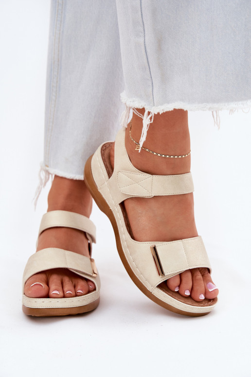 Patogūs Velcro moteriški sandalai auksiniai Iphiope
