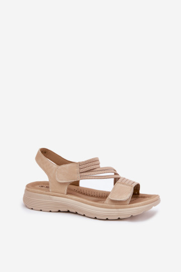 Moteriški patogūs Velcro sandalai Beige Hallriva 2