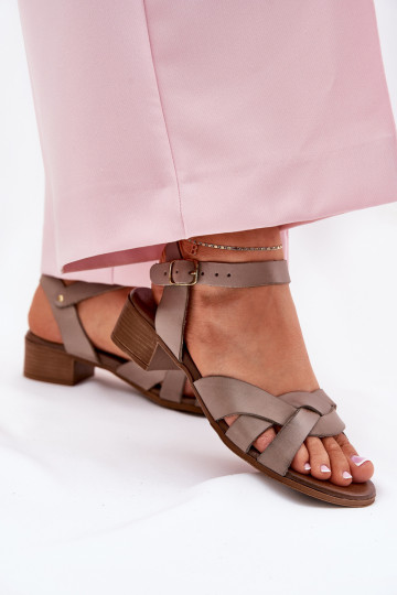 Odiniai sandalai su švelniais kulnais Zazoo 40372 Tamsiai smėlio spalvos