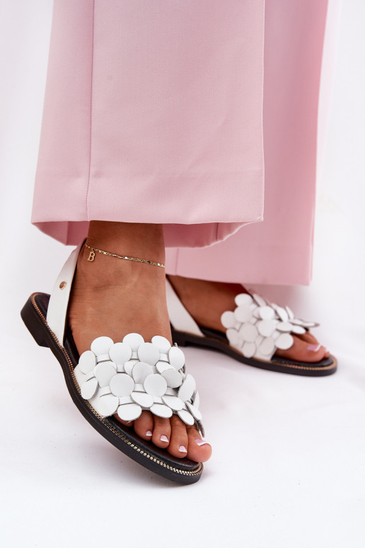 Zazoo 40425 odiniai plokšti sandalai, balti