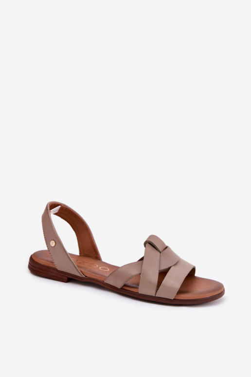 Zazoo 40185 Patogūs odiniai užsegami sandalai tamsiai smėlio spalvos