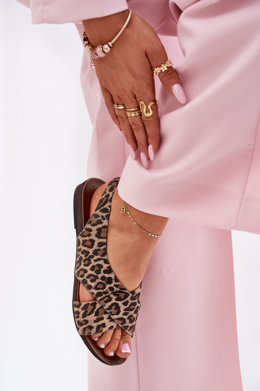Moteriški odiniai sandalai Leopard Brown Zazoo 40407