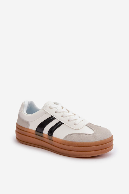 Moteriški sportbačiai su platforma, balti ir pilki Nesonice