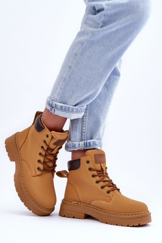 Moteriški batai su kailiu Corbin rudi 2