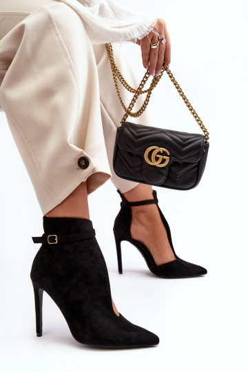 Moteriški aukštakulniai aulinukai iš ekologiškos zomšos, juodos spalvos, „Amalundi“ 2