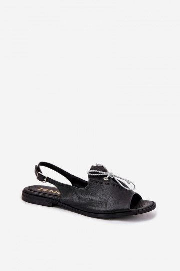 Zazoo 2898 odinės plokščios basutės, juodos 2