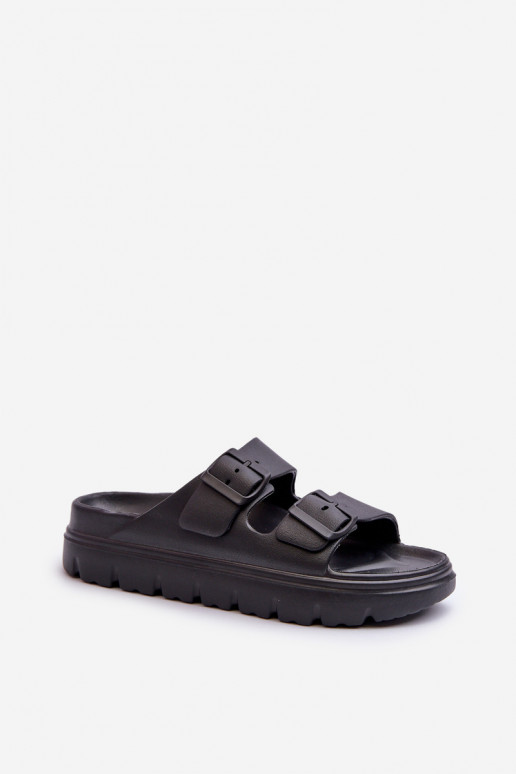 Melorea moteriškos juodos putplasčio platformos šlepetės