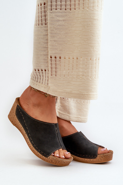 Patogios moteriškos basutės su pleišto formos padais Inblu NG000002 juodos