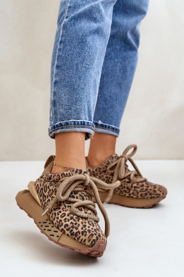 Moteriški zomšiniai sportbačiai ant platformos su storais raišteliais „Panther Artiker 55C0135“ rudi