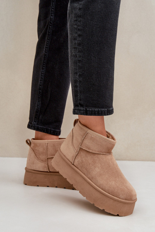 Moteriški tamsiai smėlio spalvos „Ninala“ platforminiai sniego batai