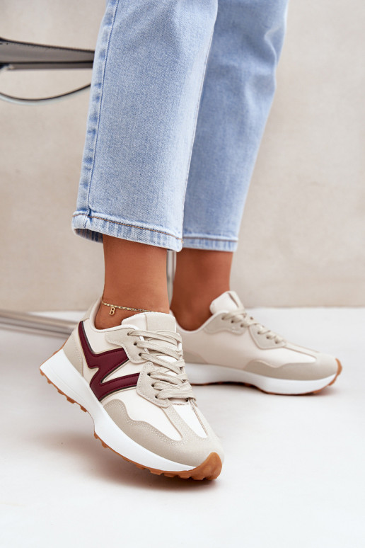 Moteriški sportbačiai su smėlio ir bordo spalvos „Britma“