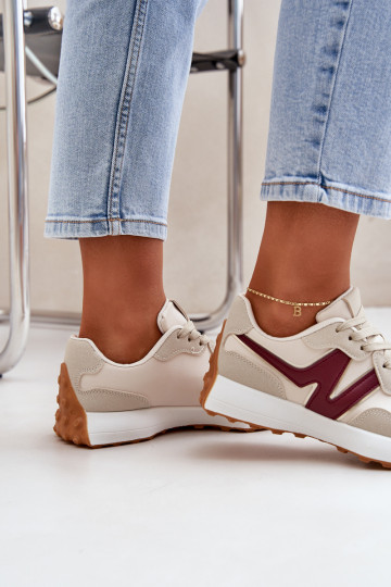 Moteriški sportbačiai su smėlio ir bordo spalvos „Britma“