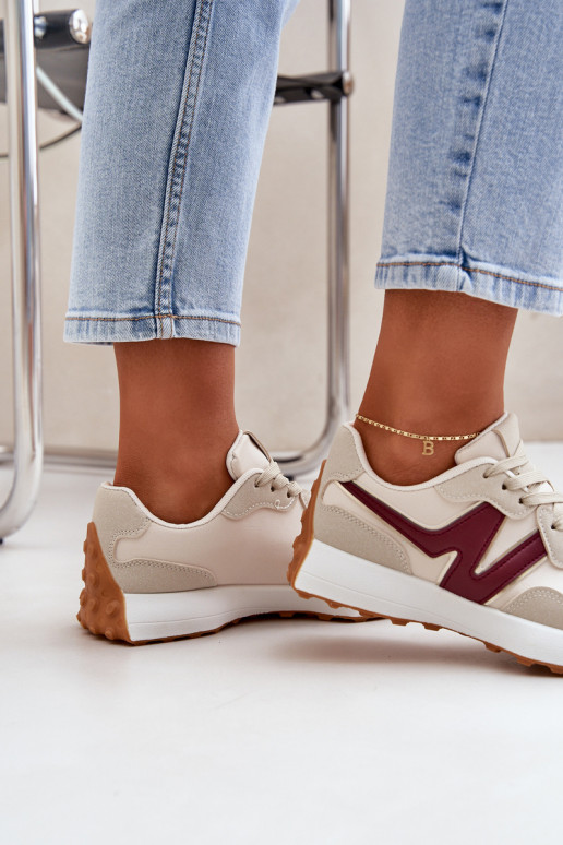 Moteriški sportbačiai su smėlio ir bordo spalvos „Britma“