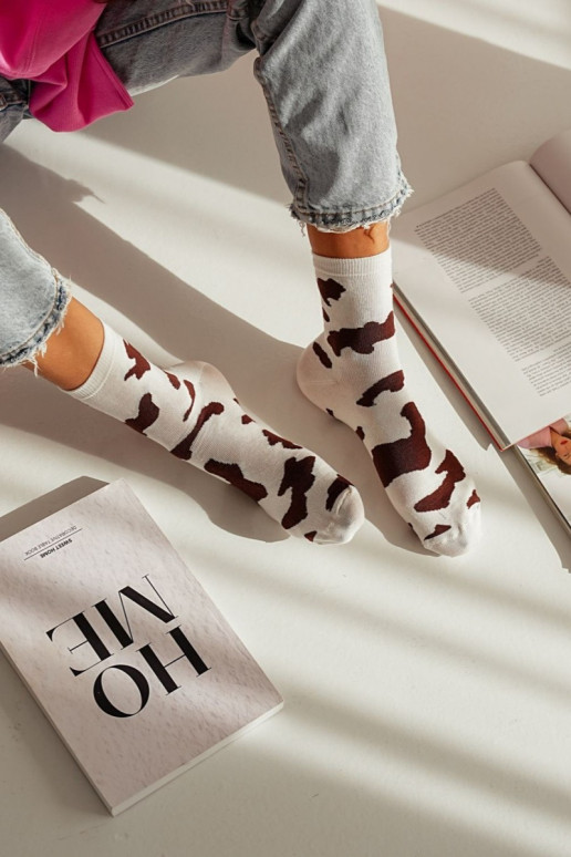 Moteriškos kojinės su lopais, rudos