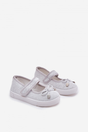 „Amirinas“ sidabriniai vaikiški baleto bateliai su kaspinu 2