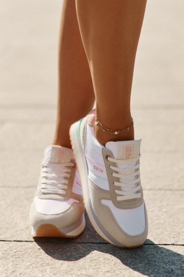 „Big Star RR274A047 HI-POLY SYSTEM“ moteriški zomšiniai sportbačiai smėlio ir baltos spalvos 2