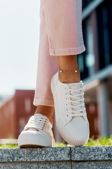 „Big Star RR274407“ smėlio spalvos moteriški sportbačiai iš audinio 2