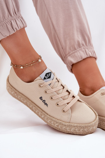 Lee Cooper LCW-25-44-3215 smėlio spalvos megzti moteriški sportbačiai