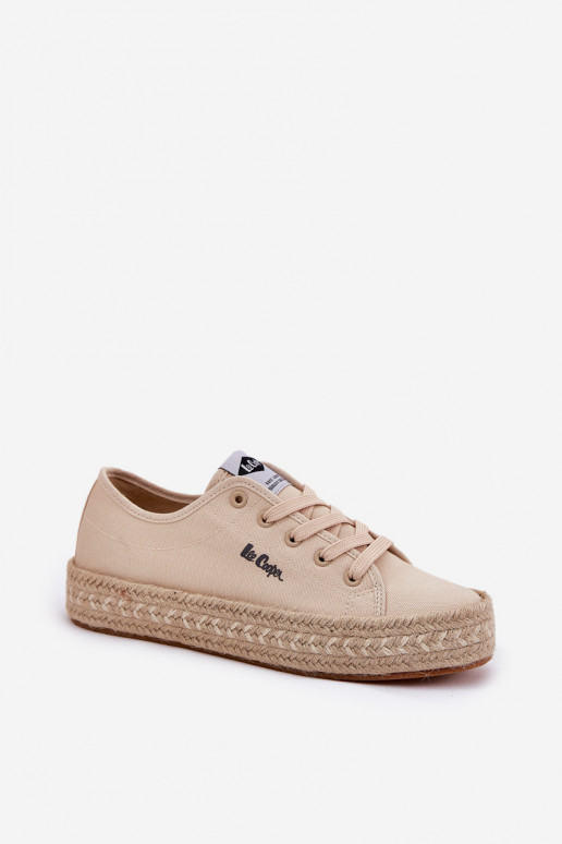 Lee Cooper LCW-25-44-3215 smėlio spalvos megzti moteriški sportbačiai