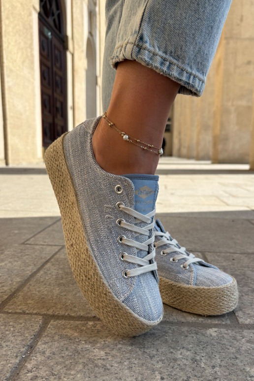 Lee Cooper LCW-25-02-3283 moteriški sportbačiai su platforma ir pynėmis, mėlyni