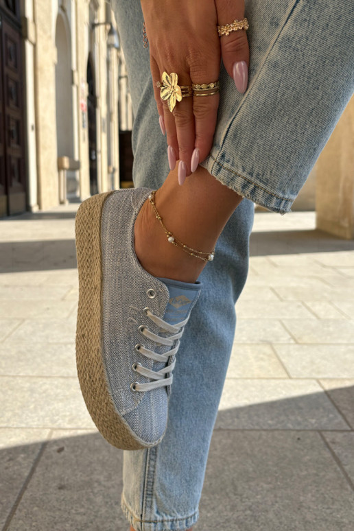 Lee Cooper LCW-25-02-3283 moteriški sportbačiai su platforma ir pynėmis, mėlyni