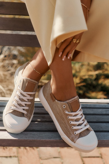 „Big Star RR274795“ smėlio spalvos moteriški sportbačiai iš audinio 2