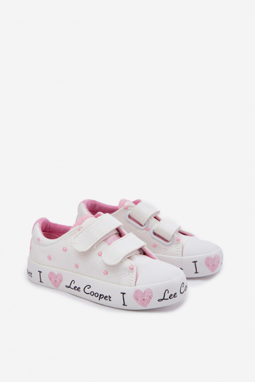 Lee Cooper mergaitiški sportbačiai su Velcro juostele LCW-25-02-3264K balti