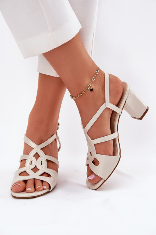 Sergio Leone SK884 Pearl moteriškos basutės storu kulnu