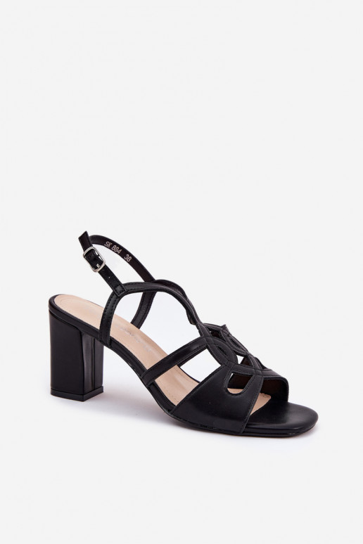 Sergio Leone SK884 moteriškos juodos basutės storu kulnu